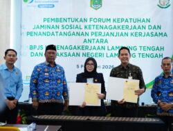 Pembentukan Forum Kepatuhan Jaminan Sosial Ketenagakerjaan sekaligus Penandatanganan Perjanjian Kerja Sama Antara BPJS Ketenagakerjaan Lamteng Dengan Kejari Lamteng