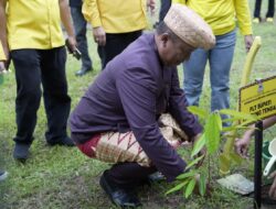 Plt Bupati I Komang Koheri Melakukan Penanaman Pohon Dalam Kegiatan Gerakan Lampung Menanam (Gelam) Dalam Rangka Musda Partai Golkar KE XI Di Nuwo Balak